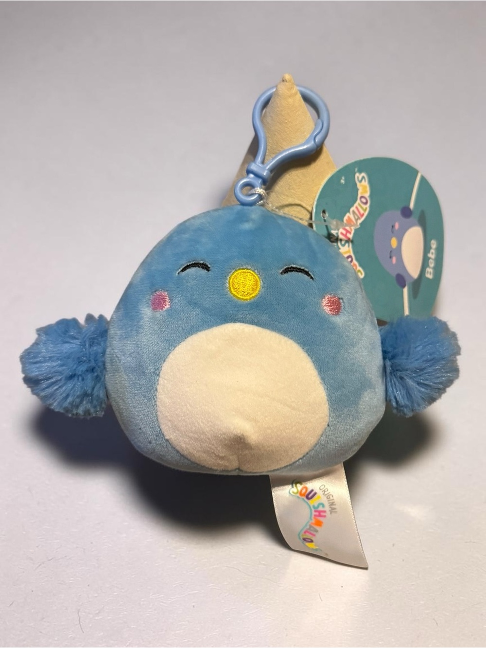 Squishmallows Blue Plush Clip-On Penguin with Cream Belly NWT